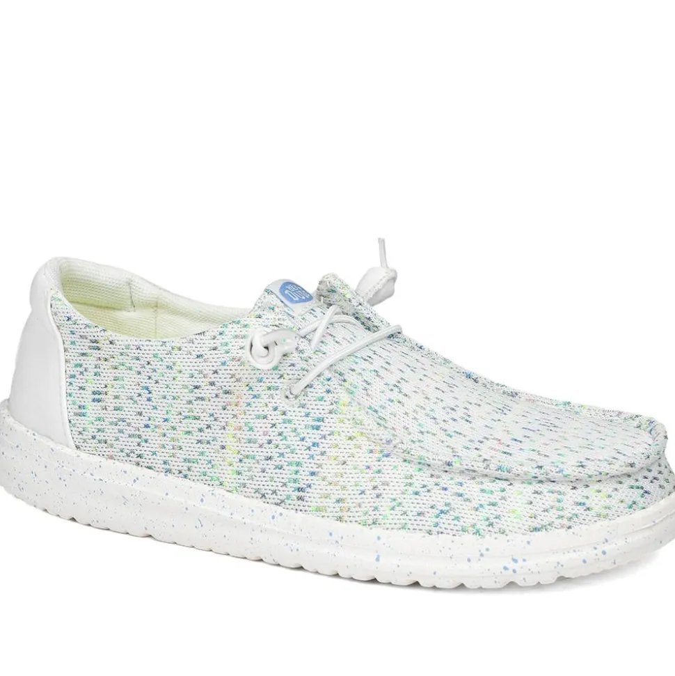 HeyDude Wendy Stretch Speckle Shoes - White Multi