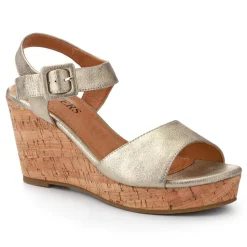 High Buckled Wedge Sandals - Gold
