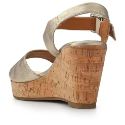 High Buckled Wedge Sandals - Gold