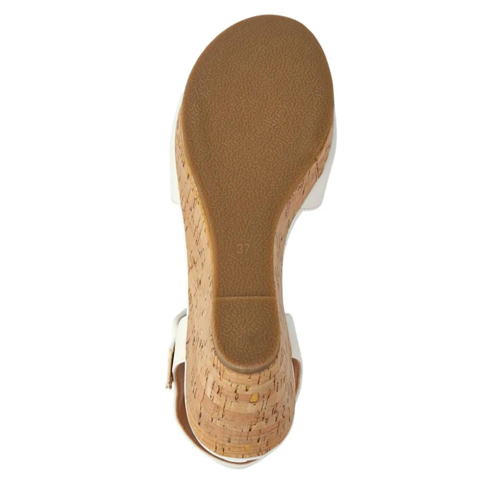 High Buckled Wedge Sandals - White