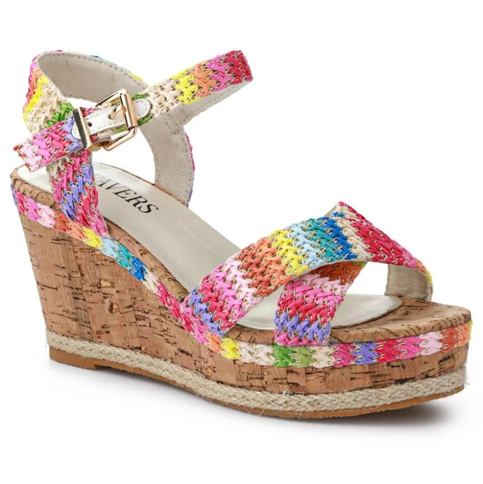 High Wedge Buckled Sandals - Multi