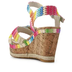 High Wedge Buckled Sandals - Multi
