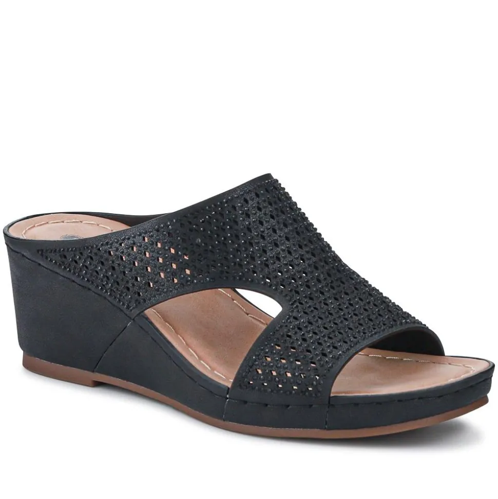 High Wedge Heel Mules - Black