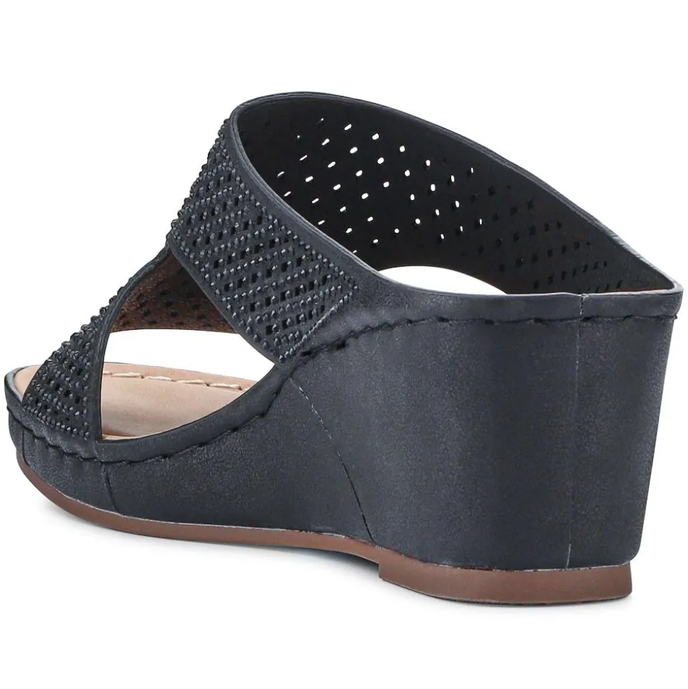High Wedge Heel Mules - Black