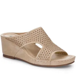 High Wedge Heel Mules - Natural