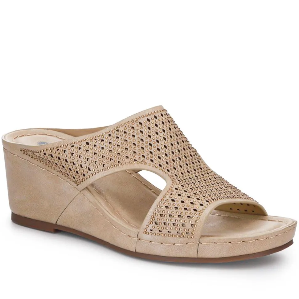High Wedge Heel Mules - Natural
