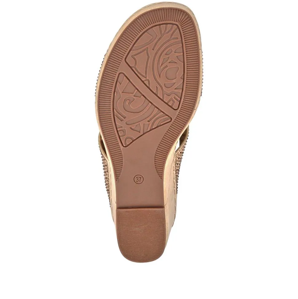 High Wedge Heel Mules - Natural