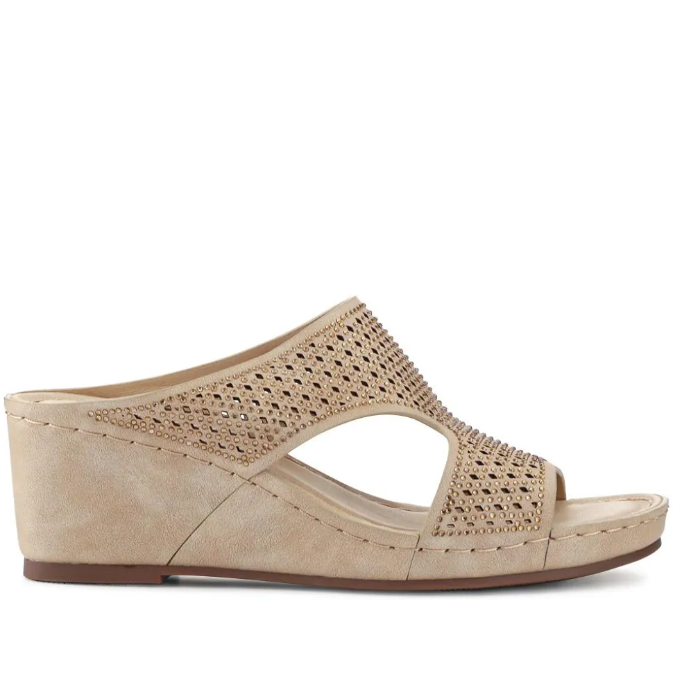 High Wedge Heel Mules - Natural