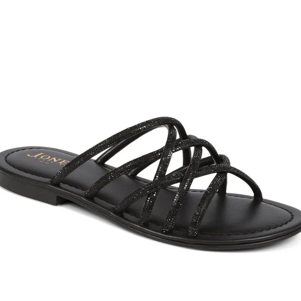 Hira Jewelled Leather Sandals - Black