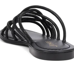 Hira Jewelled Leather Sandals - Black