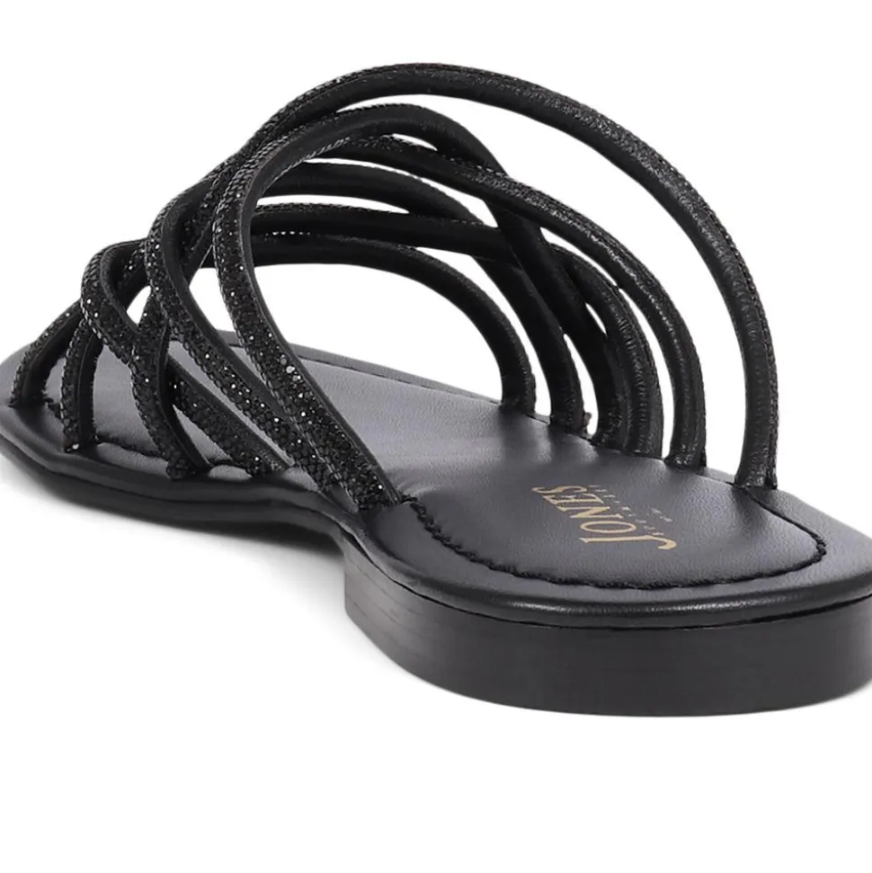 Hira Jewelled Leather Sandals - Black