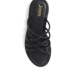 Hira Jewelled Leather Sandals - Black