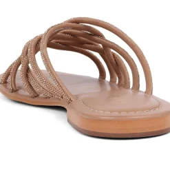 Hira Jewelled Leather Sandals - Tan