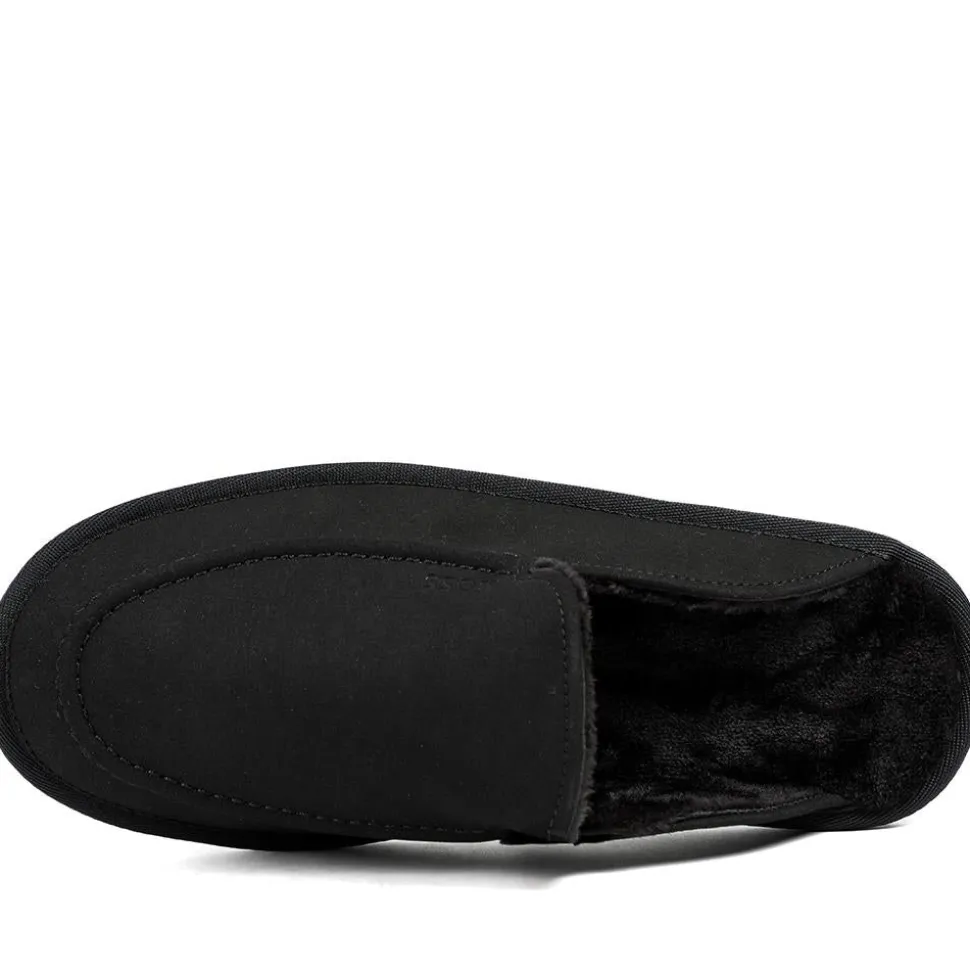 Hugo Boss Microfibre Slippers With Rubber Sole - Black