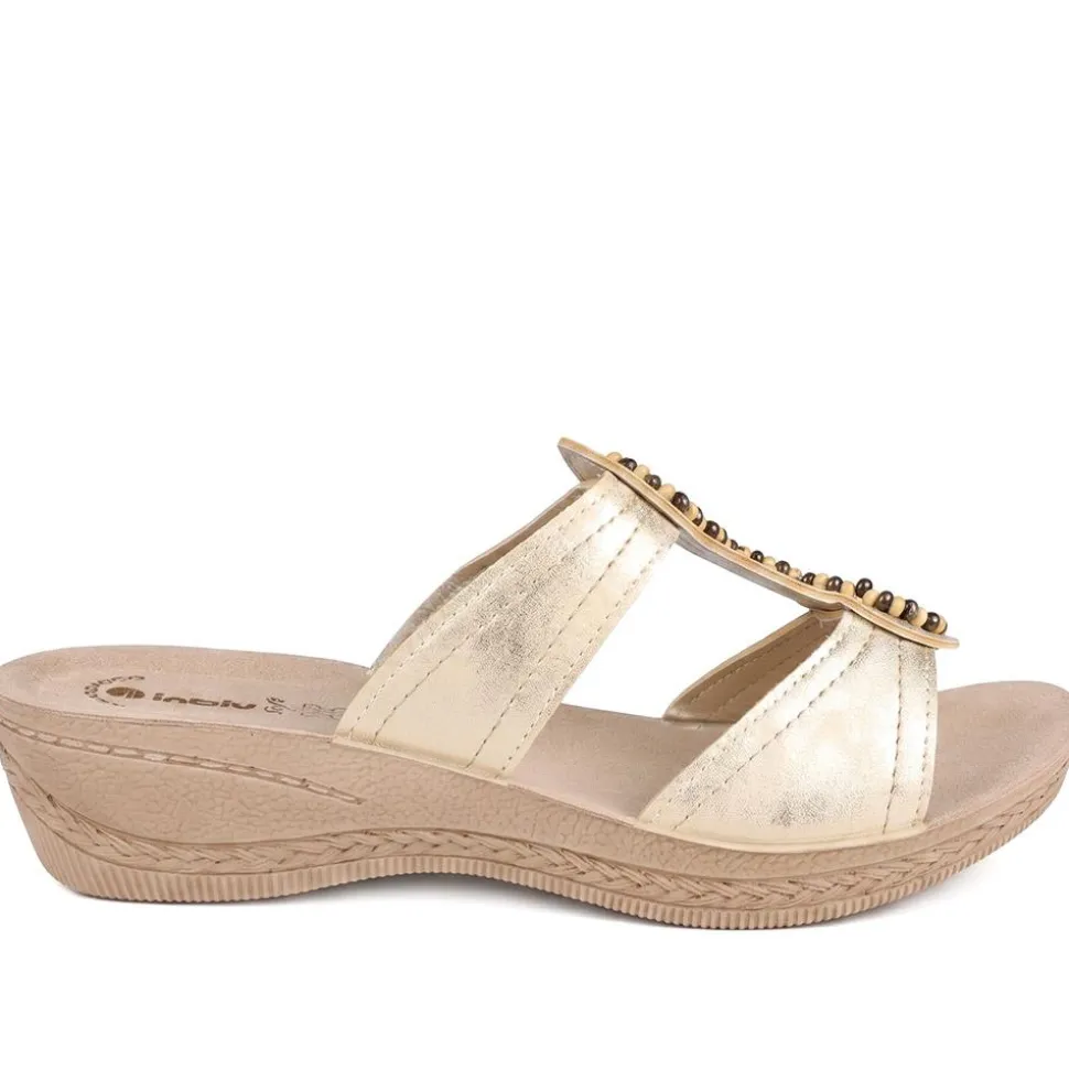 Inblu Beaded Slip On Sandals - Beige