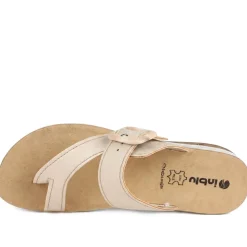 Inblu Buckle Fasten Toe Post Sandals - Beige