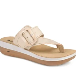 Inblu Buckle Fasten Toe Post Sandals - Beige