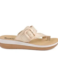 Inblu Buckle Fasten Toe Post Sandals - Beige