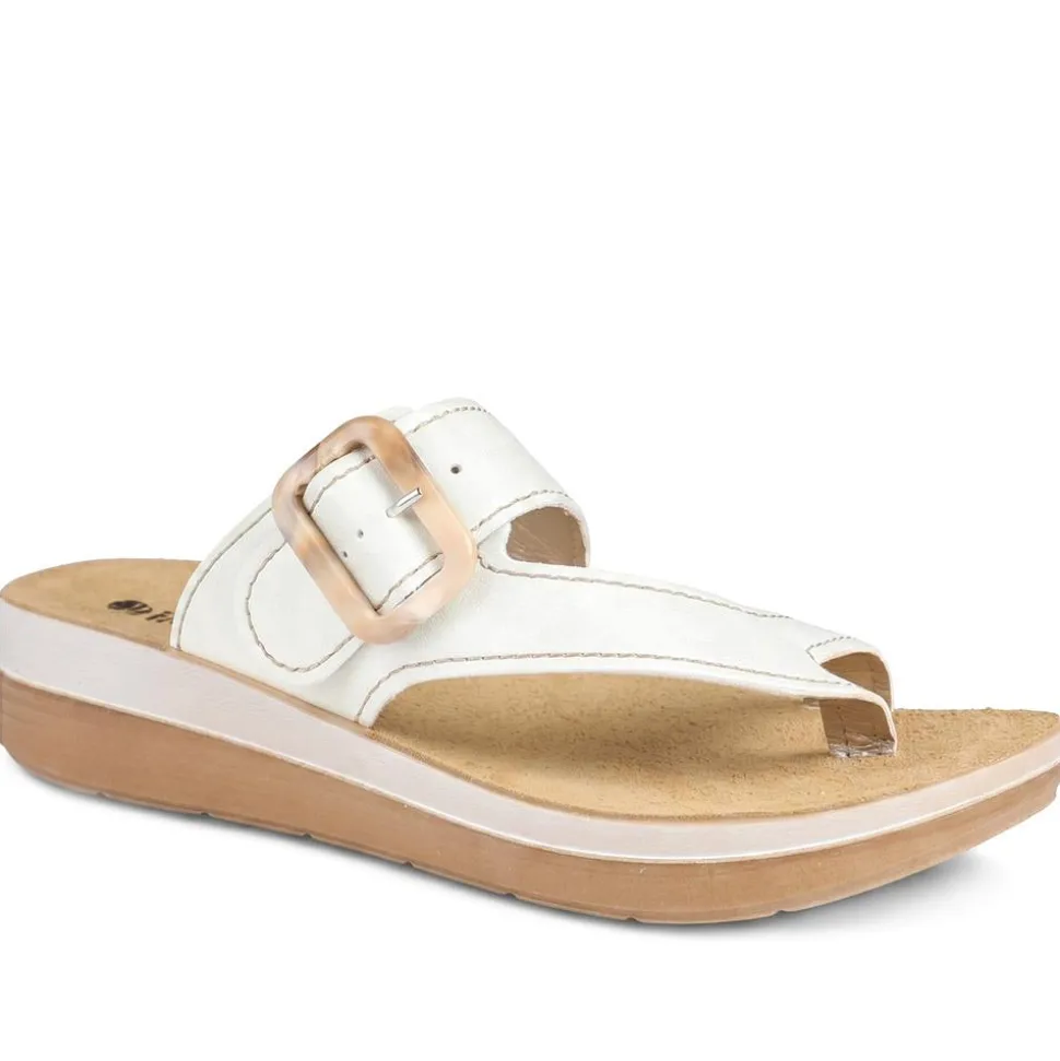 Inblu Buckle Fasten Toe Post Sandals - White