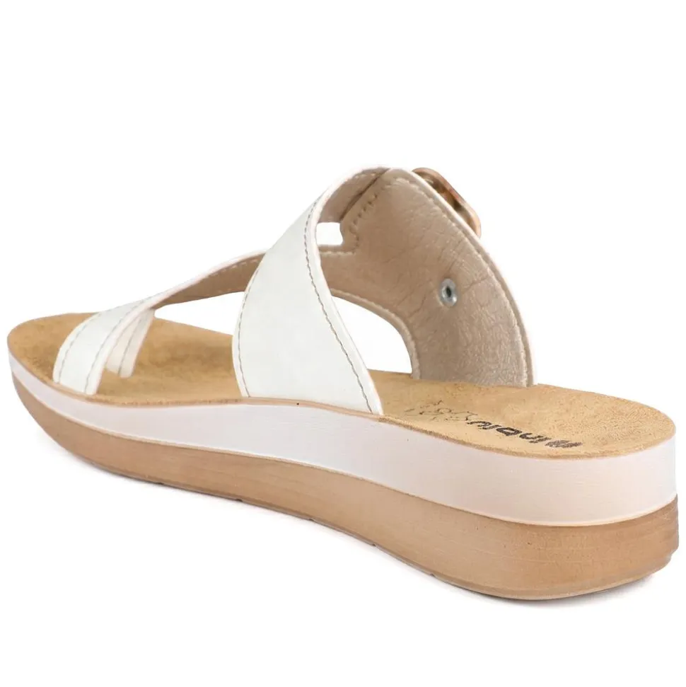 Inblu Buckle Fasten Toe Post Sandals - White
