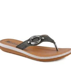 Inblu Embellished Toe Post Sandals - Black