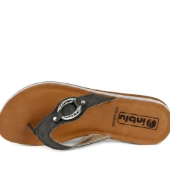 Inblu Embellished Toe Post Sandals - Black