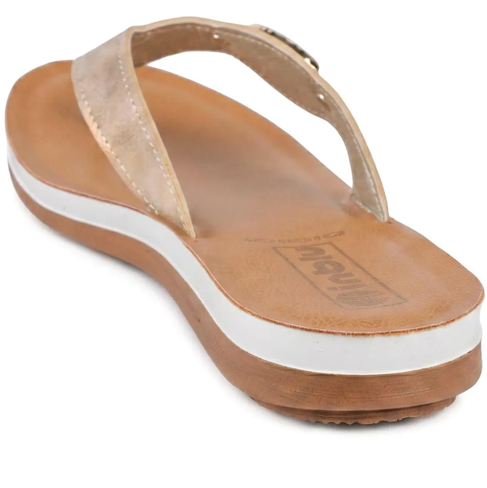 Inblu Embellished Toe Post Sandals - Bronze