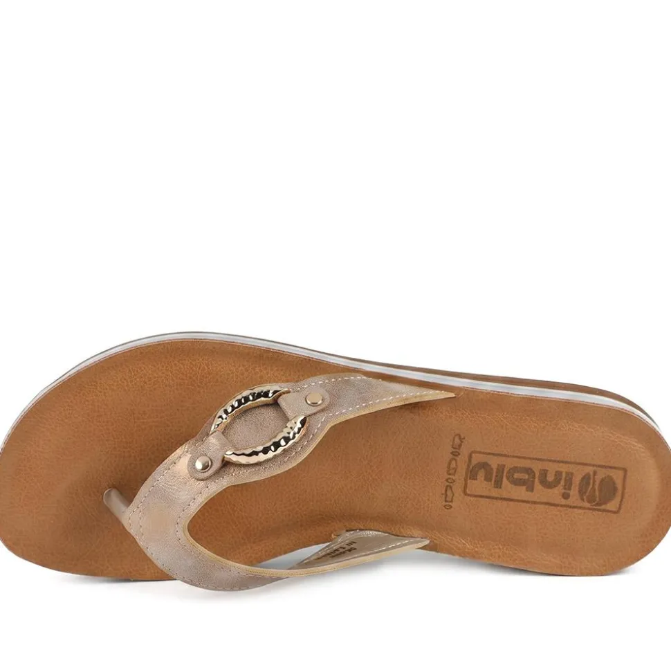 Inblu Embellished Toe Post Sandals - Bronze