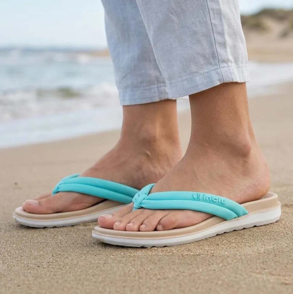 Inblu Lightweight Rubber Toe Post Sandals - Aqua