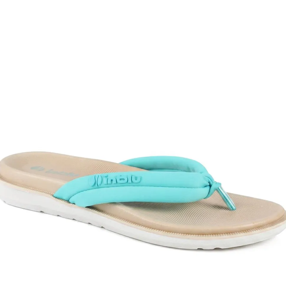 Inblu Lightweight Rubber Toe Post Sandals - Aqua