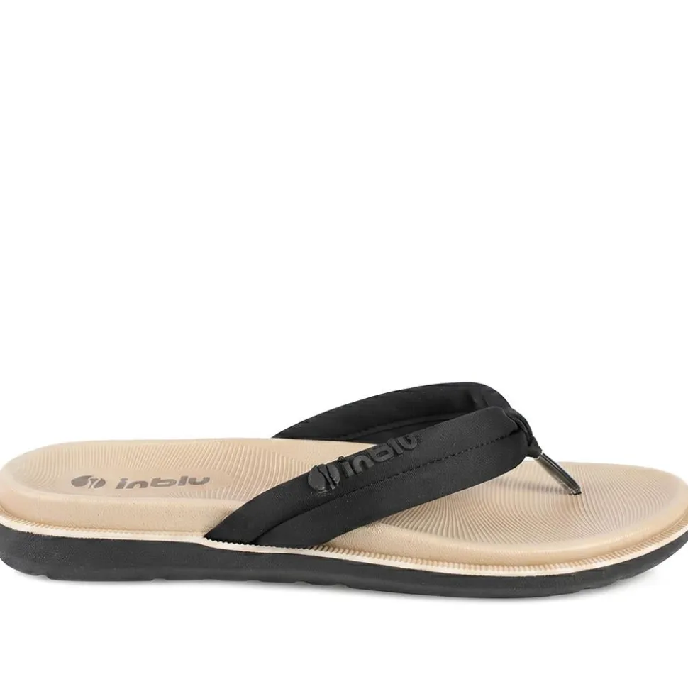 Inblu Lightweight Rubber Toe Post Sandals - Black