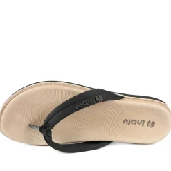 Inblu Lightweight Rubber Toe Post Sandals - Black