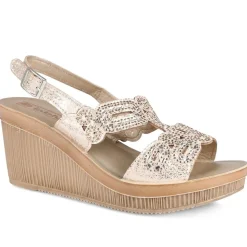 Inblu Wedge Heel Slingback Sandals - Soft Gold