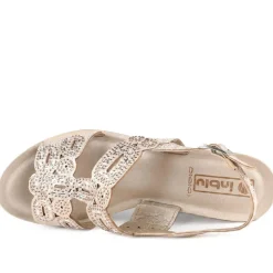 Inblu Wedge Heel Slingback Sandals - Soft Gold