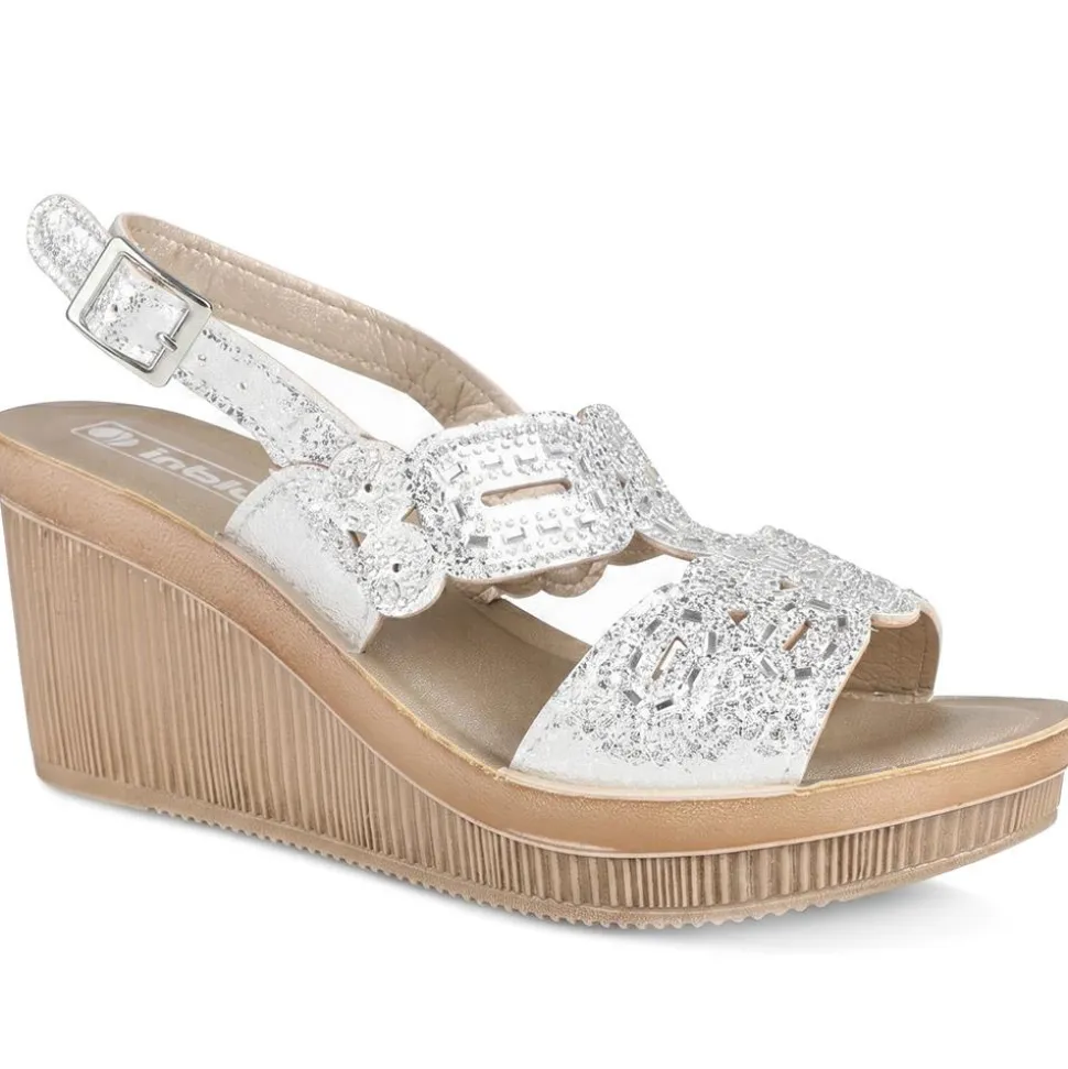 Inblu Wedge Heel Slingback Sandals - White