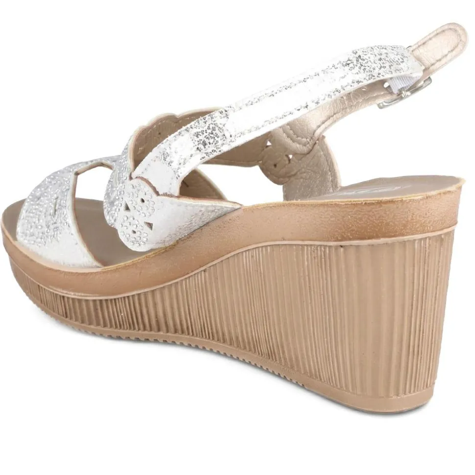 Inblu Wedge Heel Slingback Sandals - White