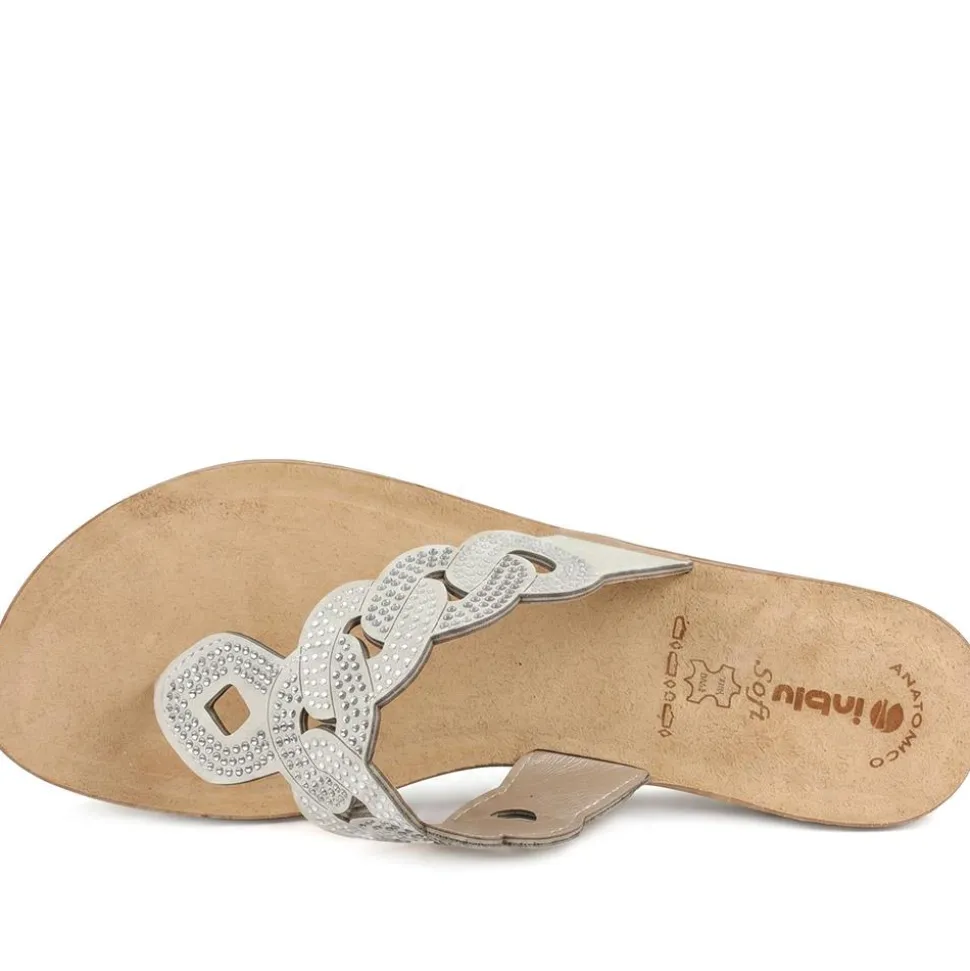 Inblu Wedge Heel Toe Post Sandals - Beige