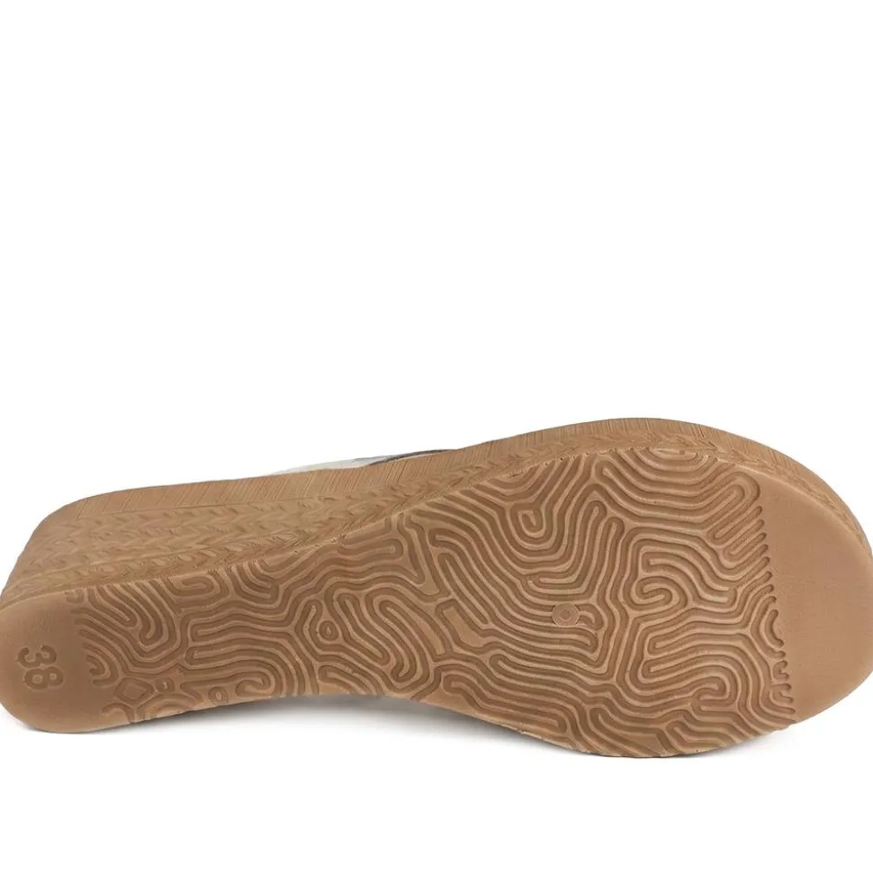 Inblu Wedge Heel Toe Post Sandals - Beige