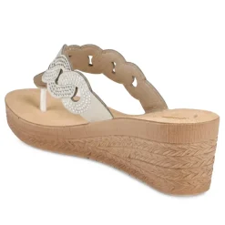 Inblu Wedge Heel Toe Post Sandals - Beige