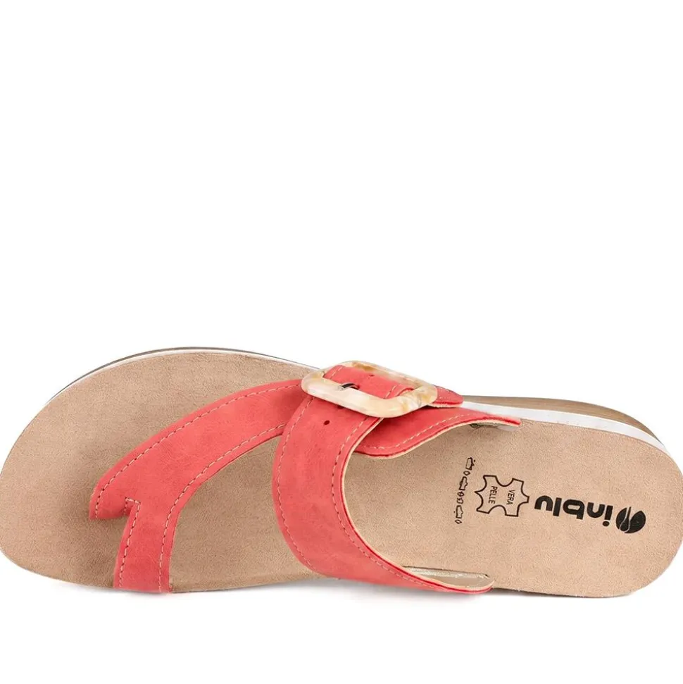 Inblu Wedge Heel Toe Post Sandals - Red
