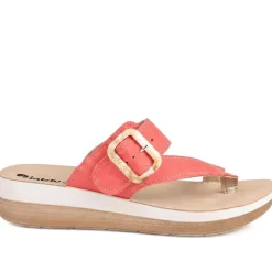 Inblu Wedge Heel Toe Post Sandals - Red