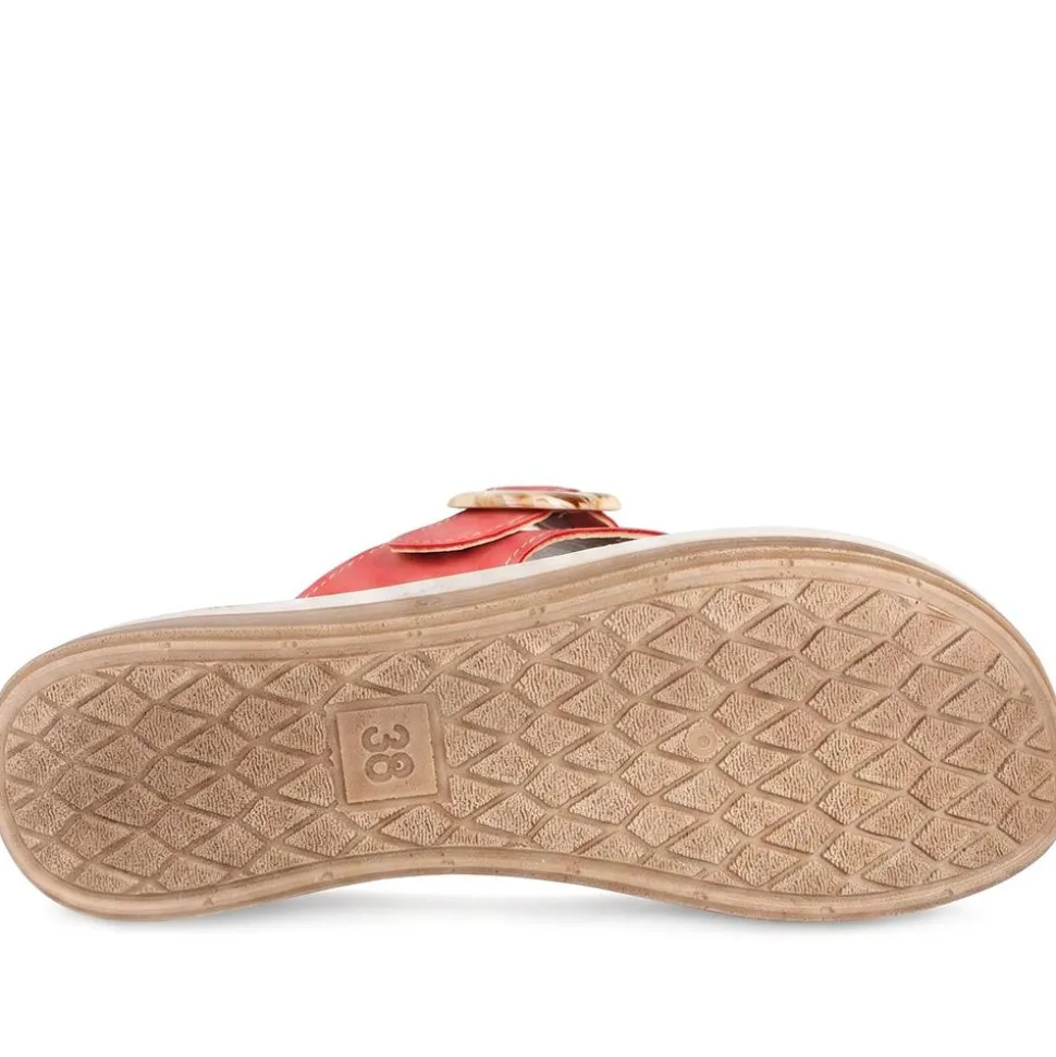 Inblu Wedge Heel Toe Post Sandals - Red