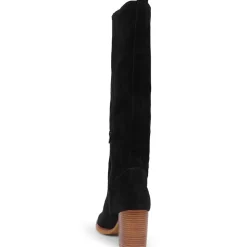 Iona Slouch Suede Knee Boots - Black Suede