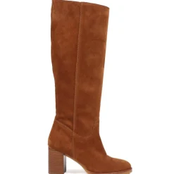 Iona Slouch Suede Knee Boots - Cognac