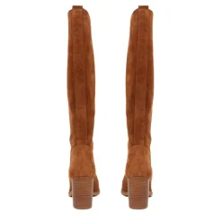 Iona Slouch Suede Knee Boots - Cognac