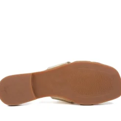 Isa Leather Slip On Sandals - Gold Leather