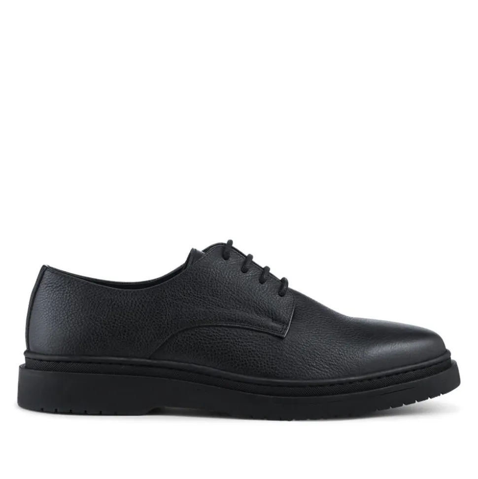 Jameson All-Leather Smart Lace Up Shoes - Black Grain