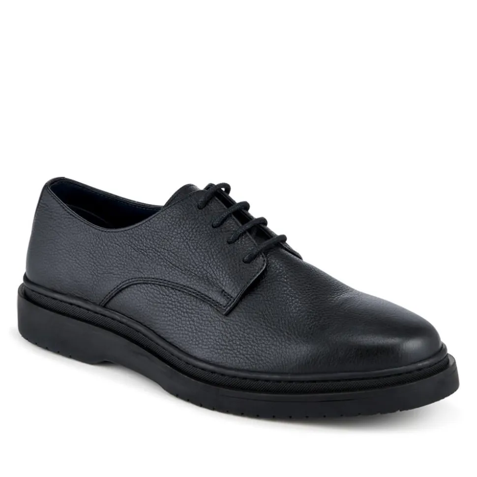 Jameson All-Leather Smart Lace Up Shoes - Black Grain