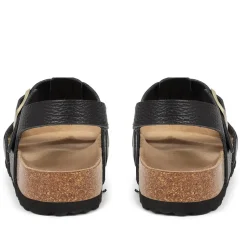 Jean Leather Sandals - Black