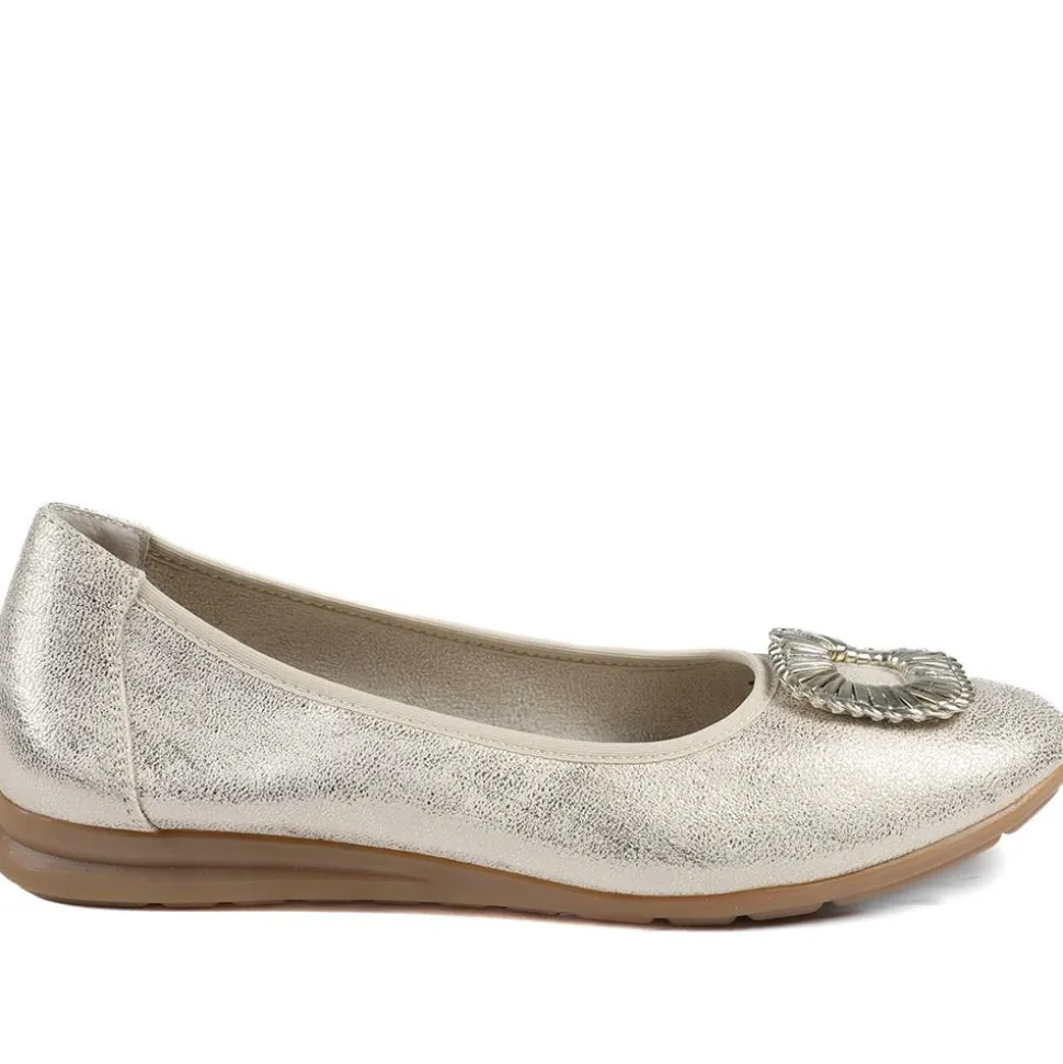Jewel Detail Slip On Comfort Pumps - Gold